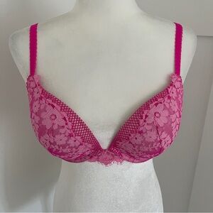 Victoria's Secret Dream Angel Pink Floral Lace Push Up Bra 36D *W18